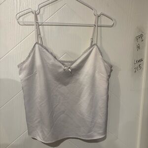 Twik Simons White Satin Lace Trim Camisole Tank Top Small Coquette Aesthetic